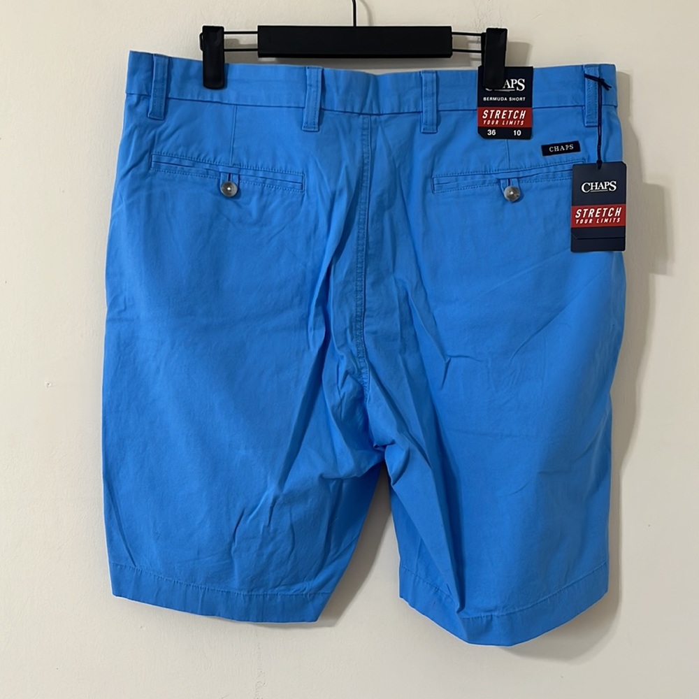 NEW Chaps Stretch Bermuda 10" Twill Flat Front Blue Shorts Size 36 - Picture 4 of 7